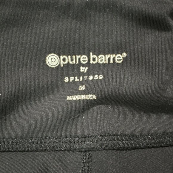 Split 59 X Pure Barre Logo Leggings Black Size Medium Mesh Ruched Front - Picture 12 of 12